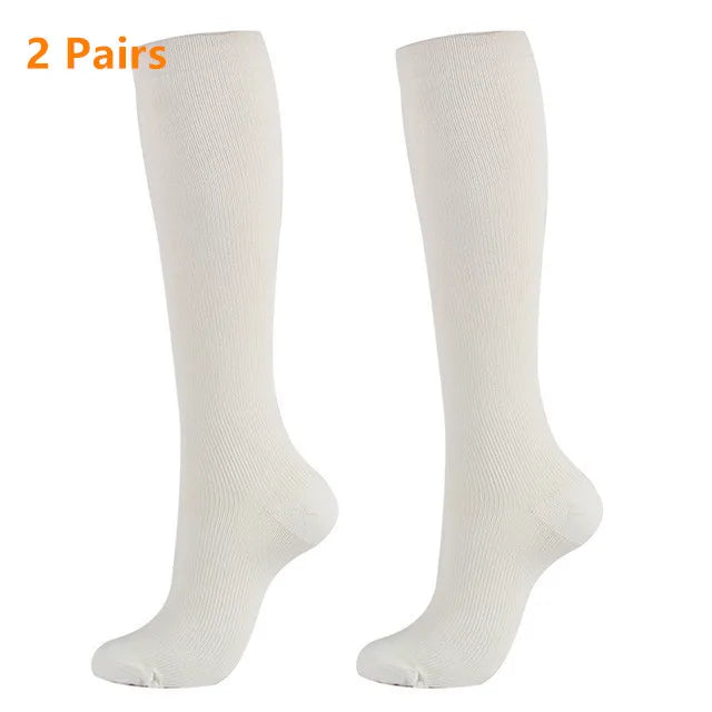 2 Pairs Compression Knee-High Socks – Circulation & Comfort Support