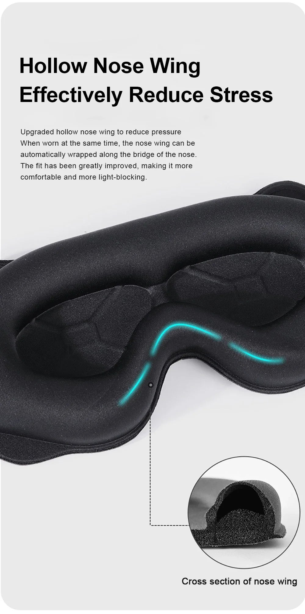 3D Contoured Eye Sleep Mask – Soft Padded Light Blocking Blindfold