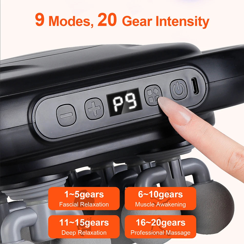 16-Head Percussion Massage Gun – High-Frequency Muscle Relief Device