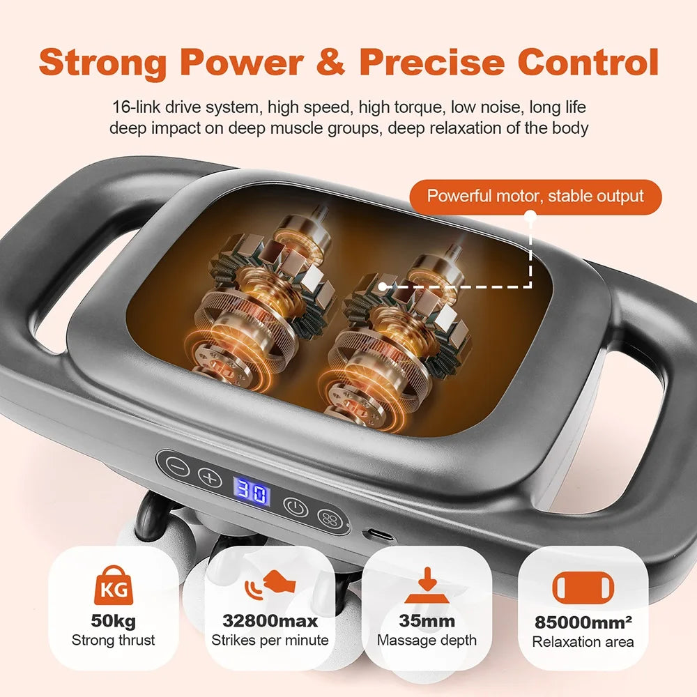 16-Head Percussion Massage Gun – High-Frequency Muscle Relief Device