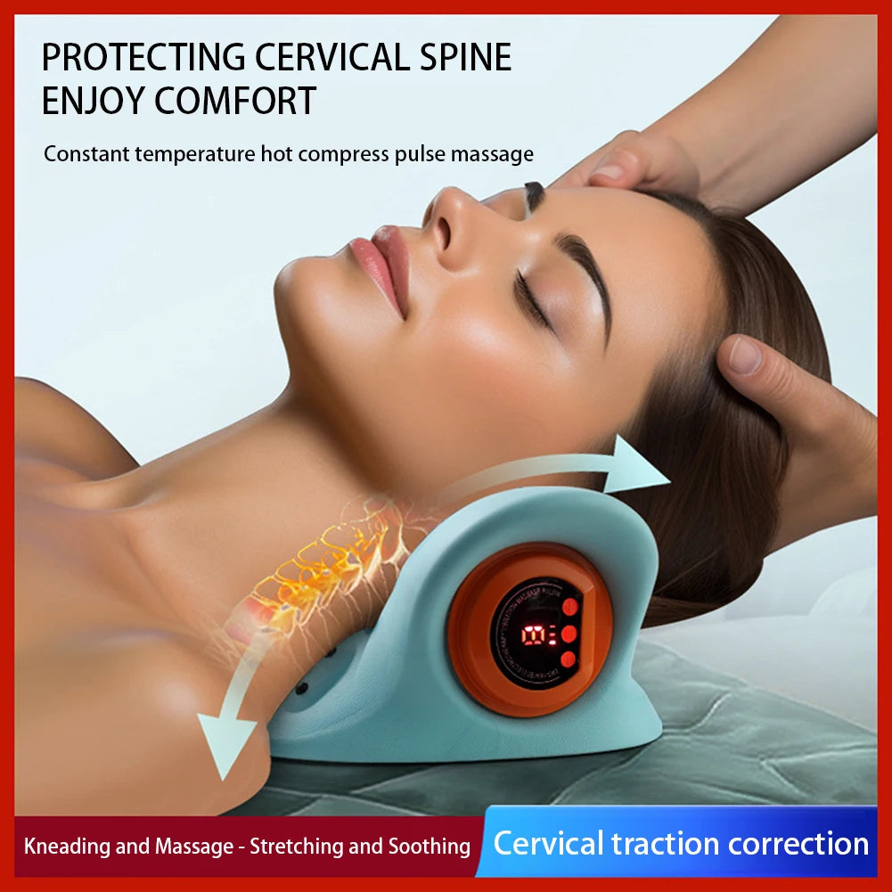 Portable Cervical Neck Massager – Traction & Acupressure Support Pillow