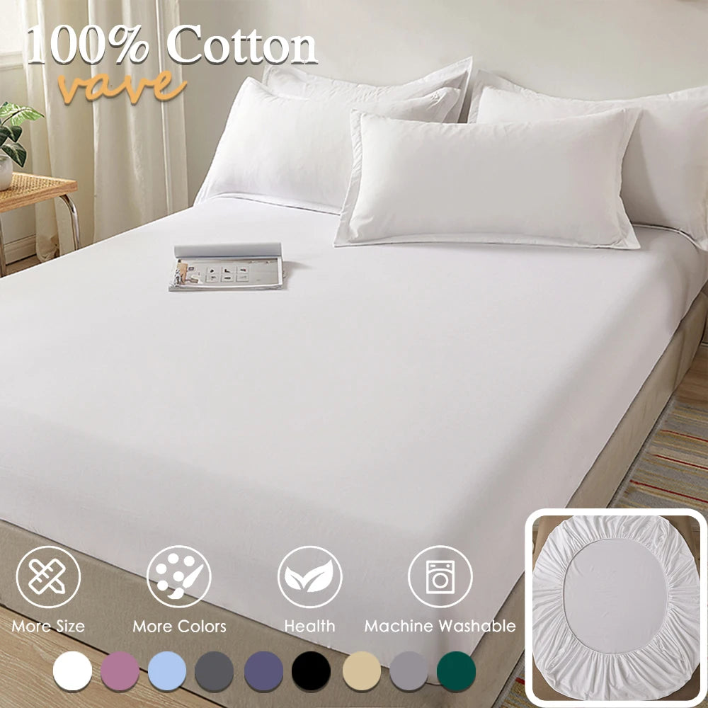 100% Cotton Fitted Sheet – Adjustable Non-Slip Mattress Cover (Single to King)