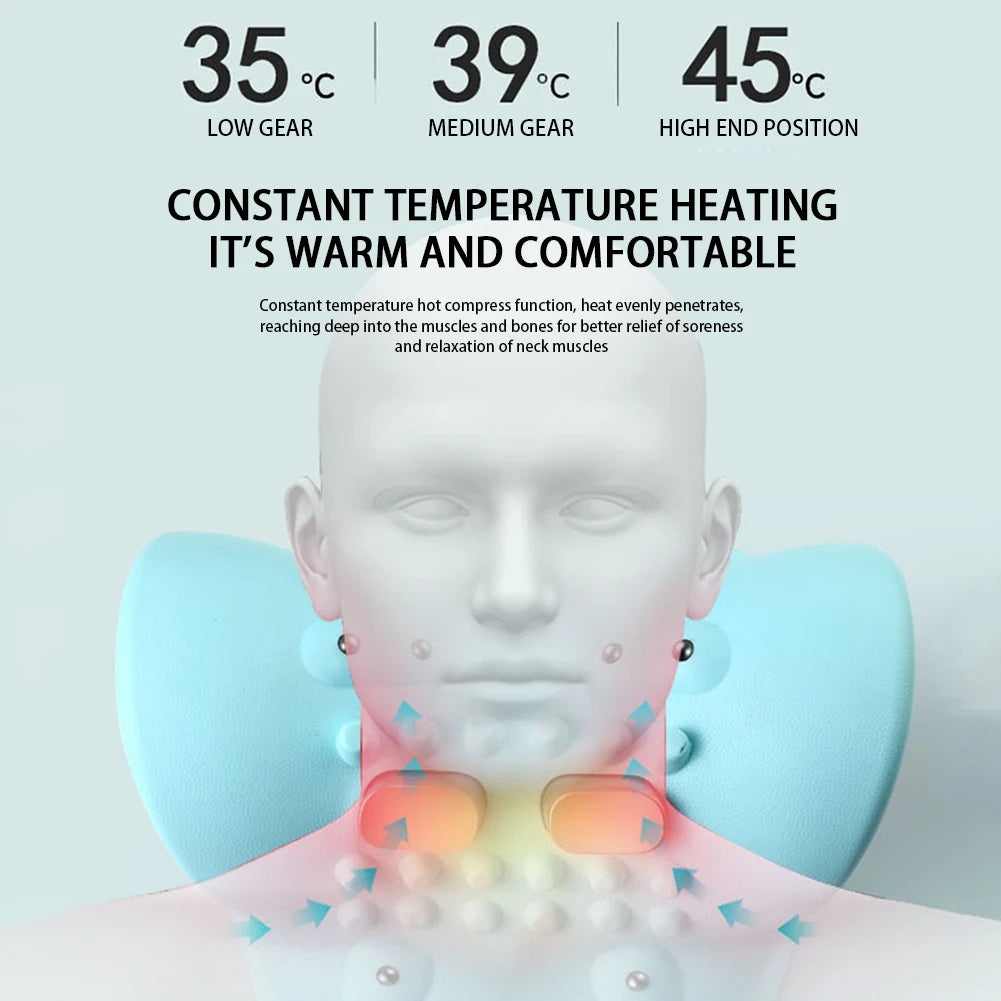 Portable Cervical Neck Massager – Traction & Acupressure Support Pillow