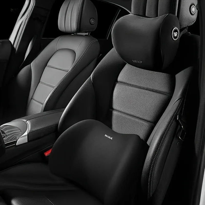 Ergonomic Memory Foam Car Seat Cushion – Lumbar & Headrest Support Set