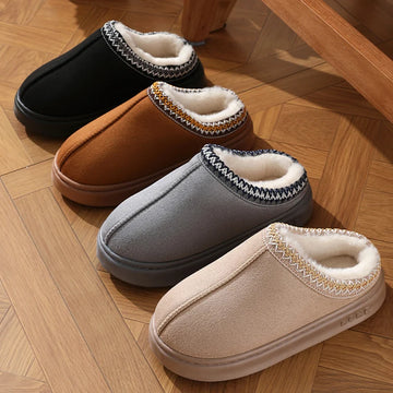 Women’s Warm Plush Platform Slippers – Non-Slip Winter Home Shoes