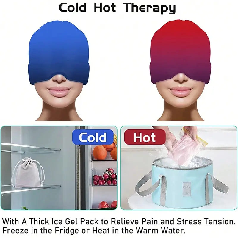 Reusable Gel Ice Migraine Relief Cap – Cold Compression Head Wrap