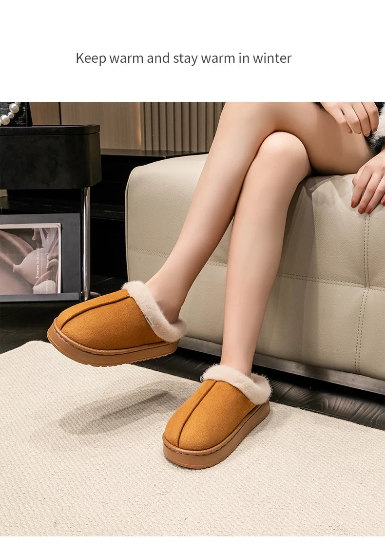 Women’s Warm Fluffy Slippers – Anti-Slip EVA Thick Sole Indoor Shoes