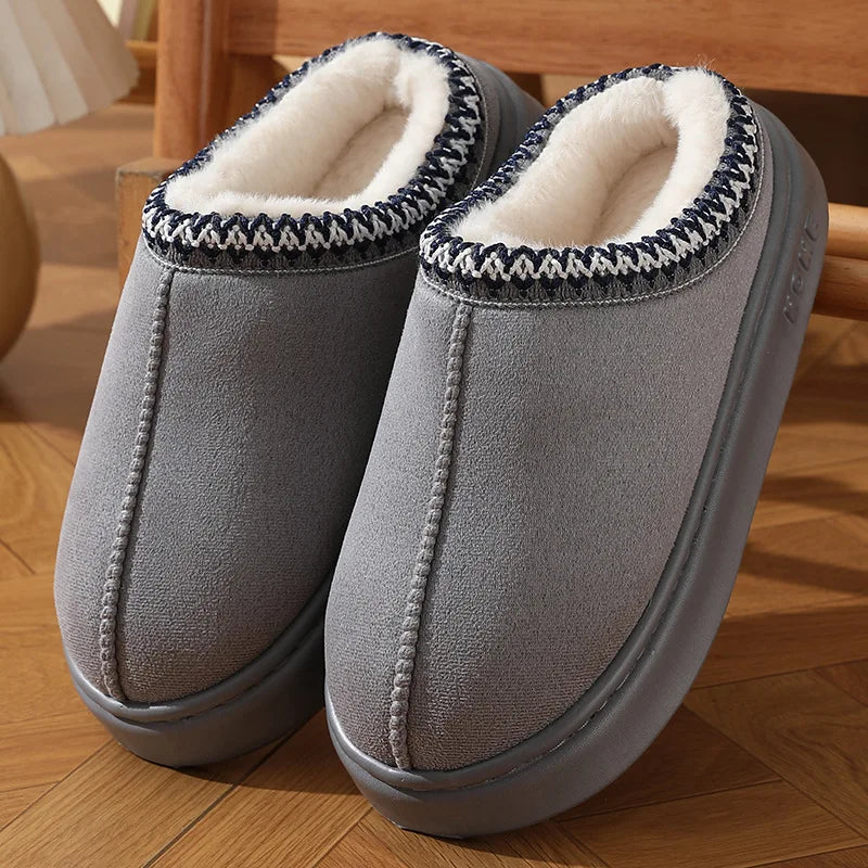 Women’s Warm Plush Platform Slippers – Non-Slip Winter Home Shoes