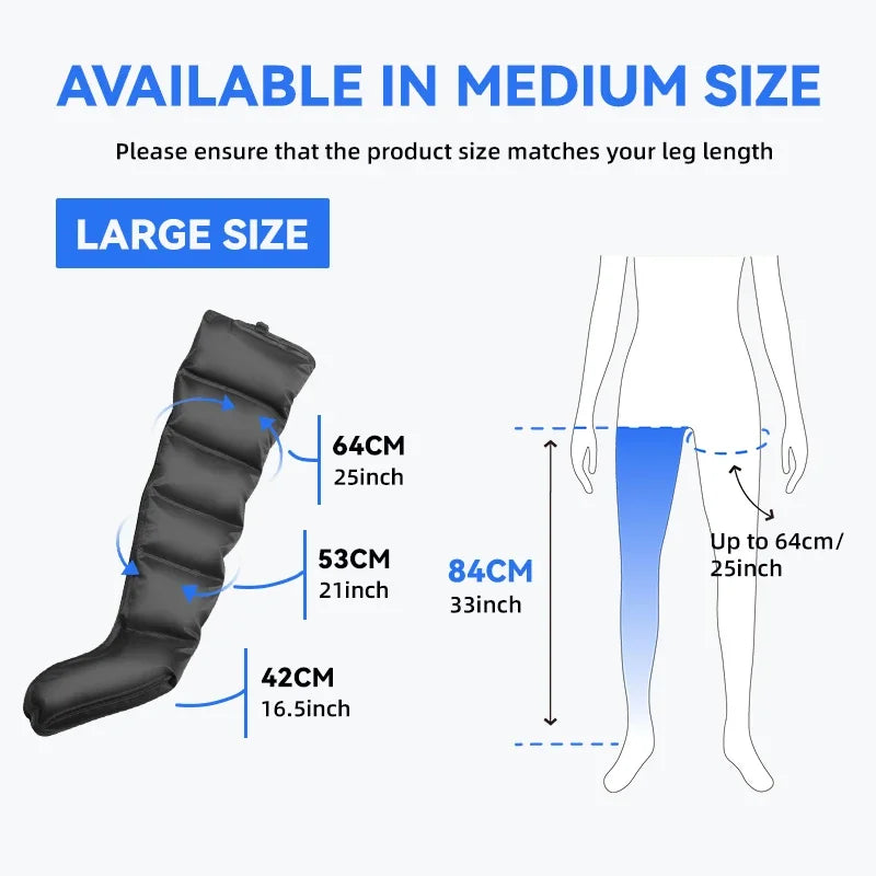 Electric Pneumatic Leg Massager – Extended Thigh, Calf & Foot Compression with Remote