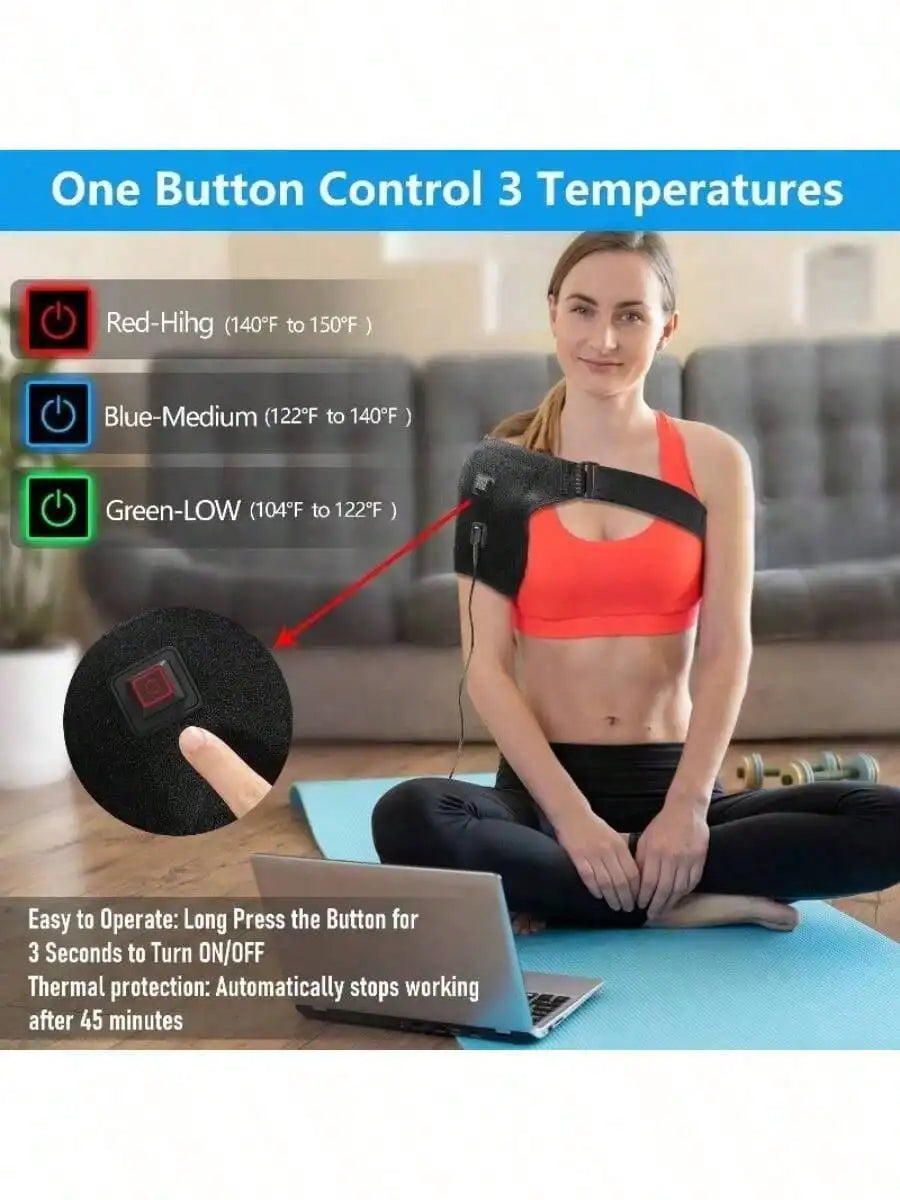 Heated Shoulder Support Brace – 3-Level Massage & Warm Compression (Plug-In)