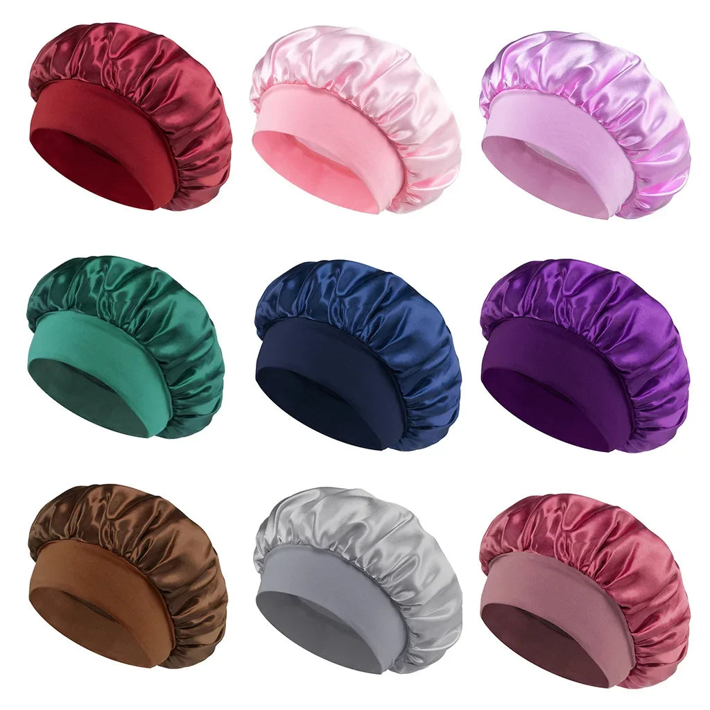 Women’s Satin Hair Bonnet – Soft Elastic Sleep Cap for Hair Care
