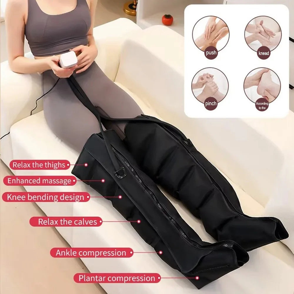 Electric Pneumatic Leg Massager – Extended Thigh, Calf & Foot Compression with Remote
