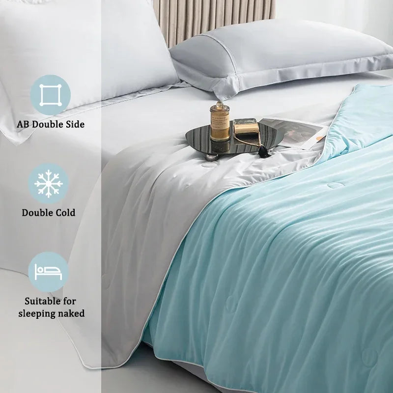 Ice Silk Cooling Comforter – Lightweight Summer Blanket (Twin/King)