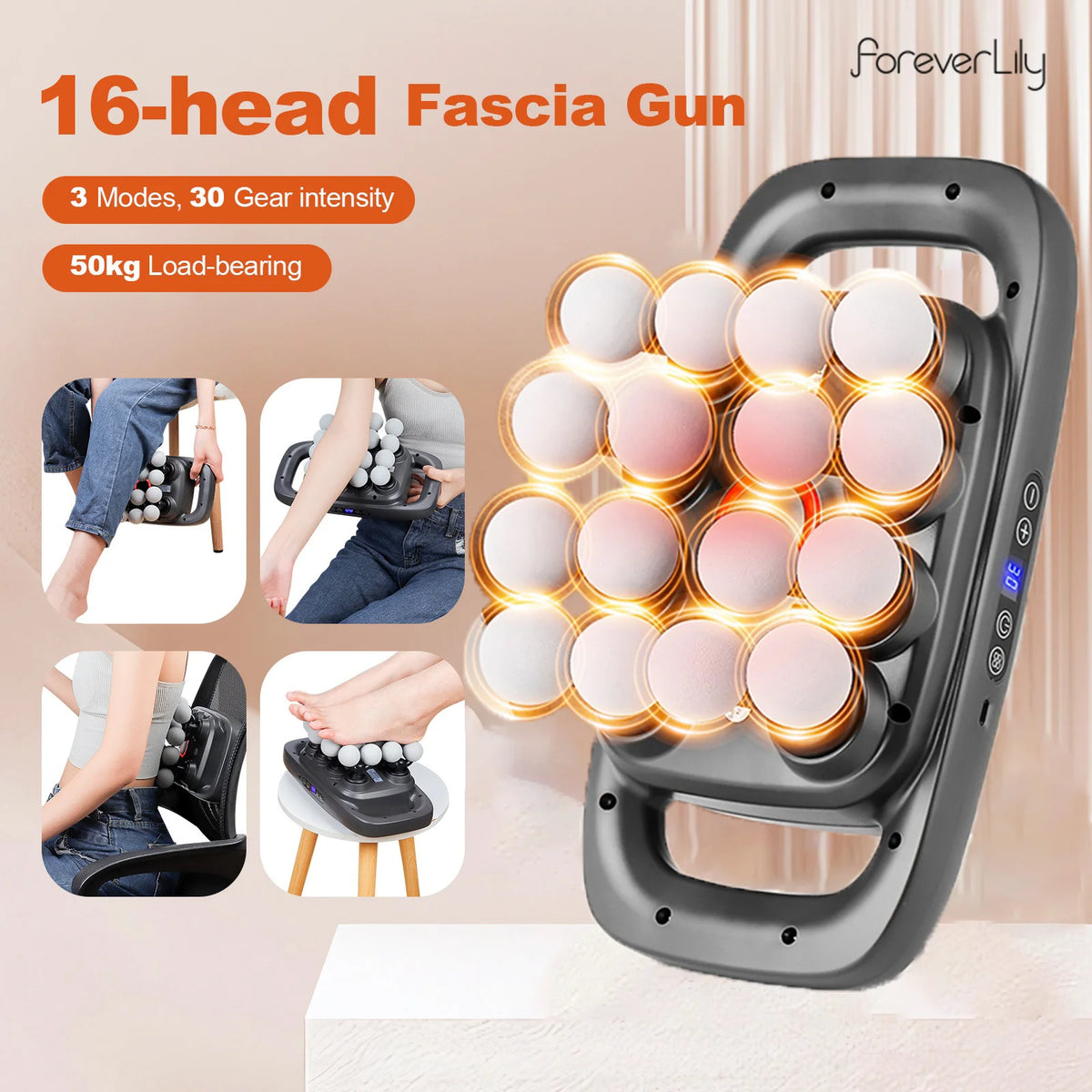 16-Head Percussion Massage Gun – High-Frequency Muscle Relief Device