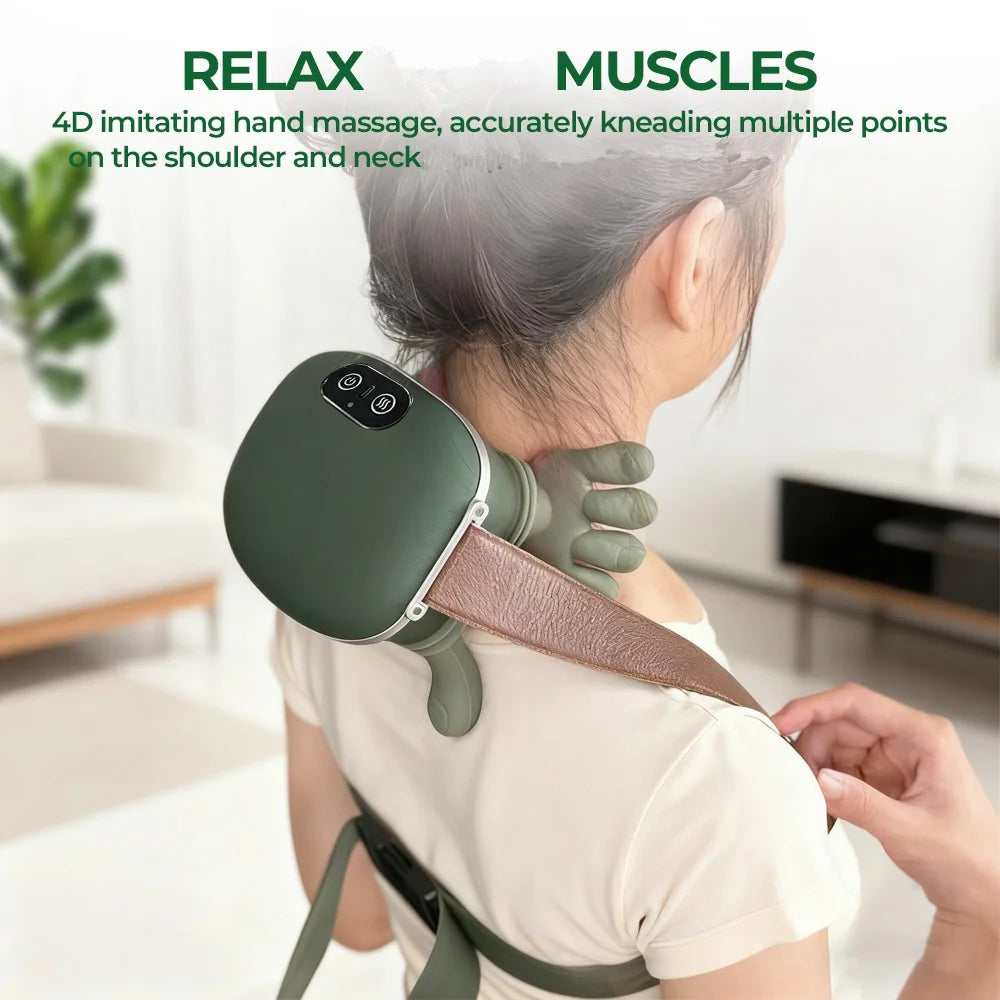 Wireless Neck & Shoulder Massager – Kneading Trapezius Support with Brushless Motor