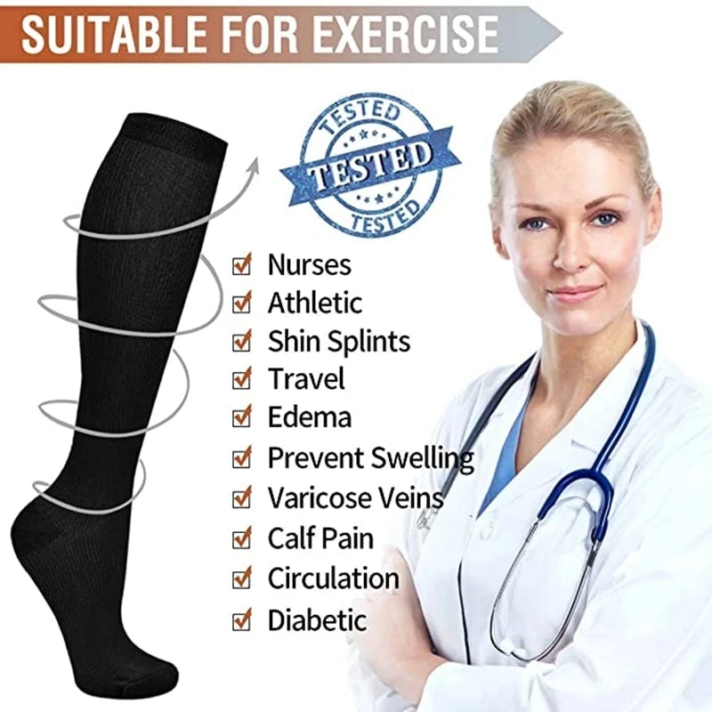 2 Pairs Compression Knee-High Socks – Circulation & Comfort Support