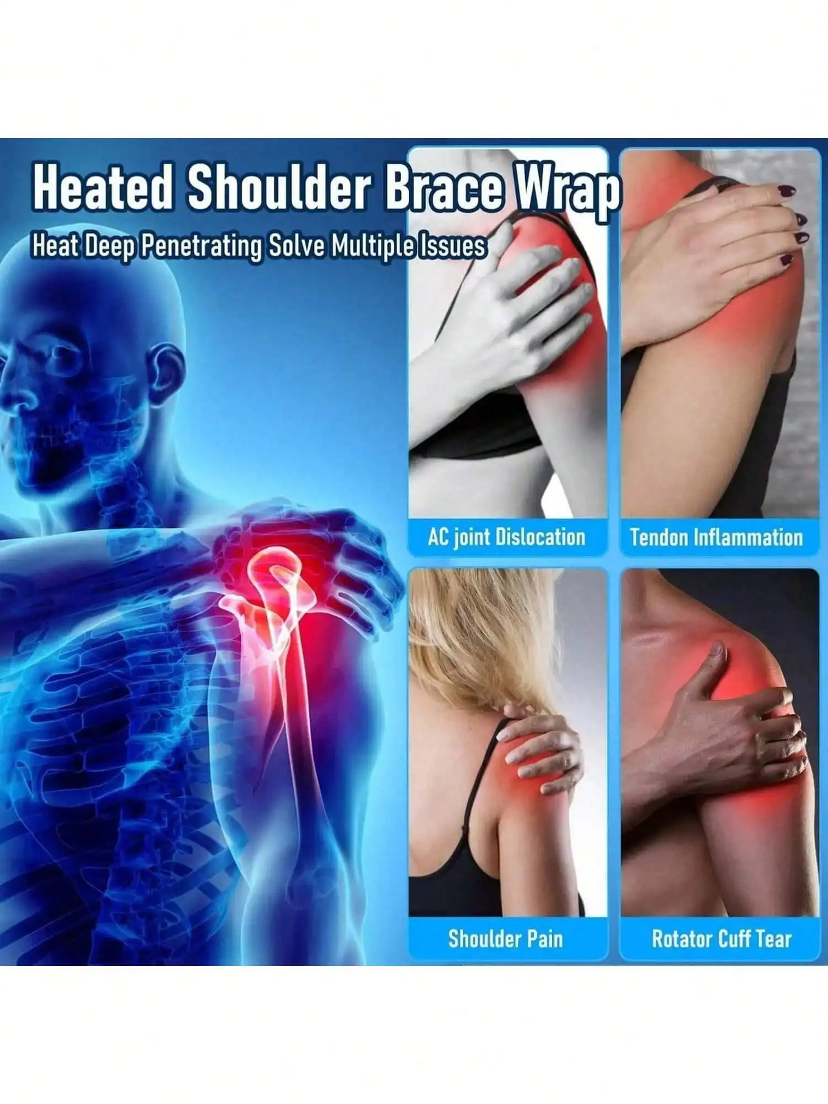 Heated Shoulder Support Brace – 3-Level Massage & Warm Compression (Plug-In)