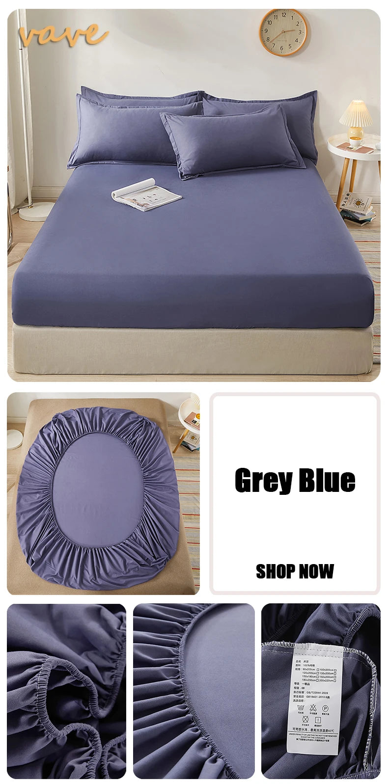 100% Cotton Fitted Sheet – Adjustable Non-Slip Mattress Cover (Single to King)