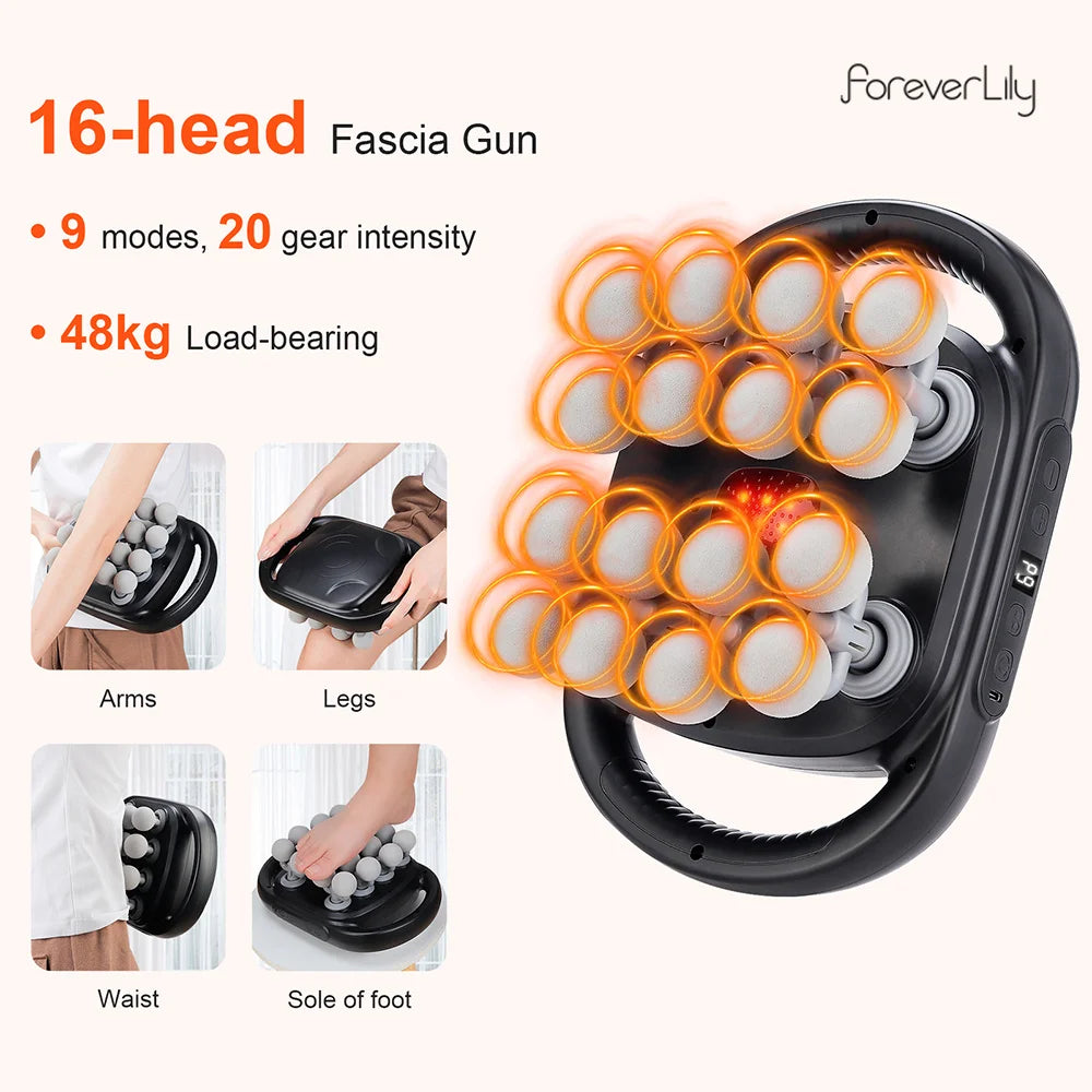16-Head Percussion Massage Gun – High-Frequency Muscle Relief Device