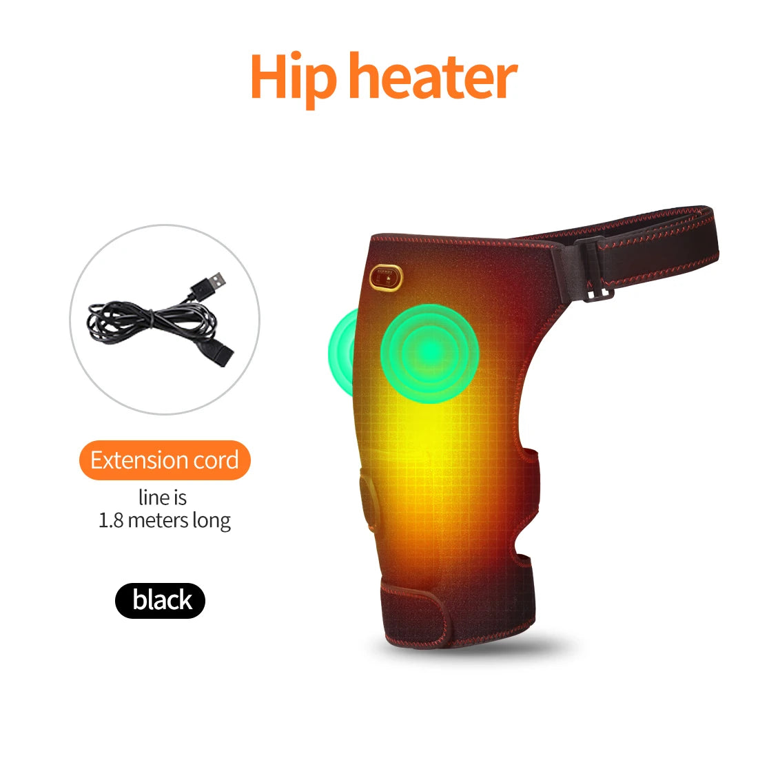 Heated Hip Support Wrap with Massage – USB-Powered Brace for Lower Back & Hip Comfort