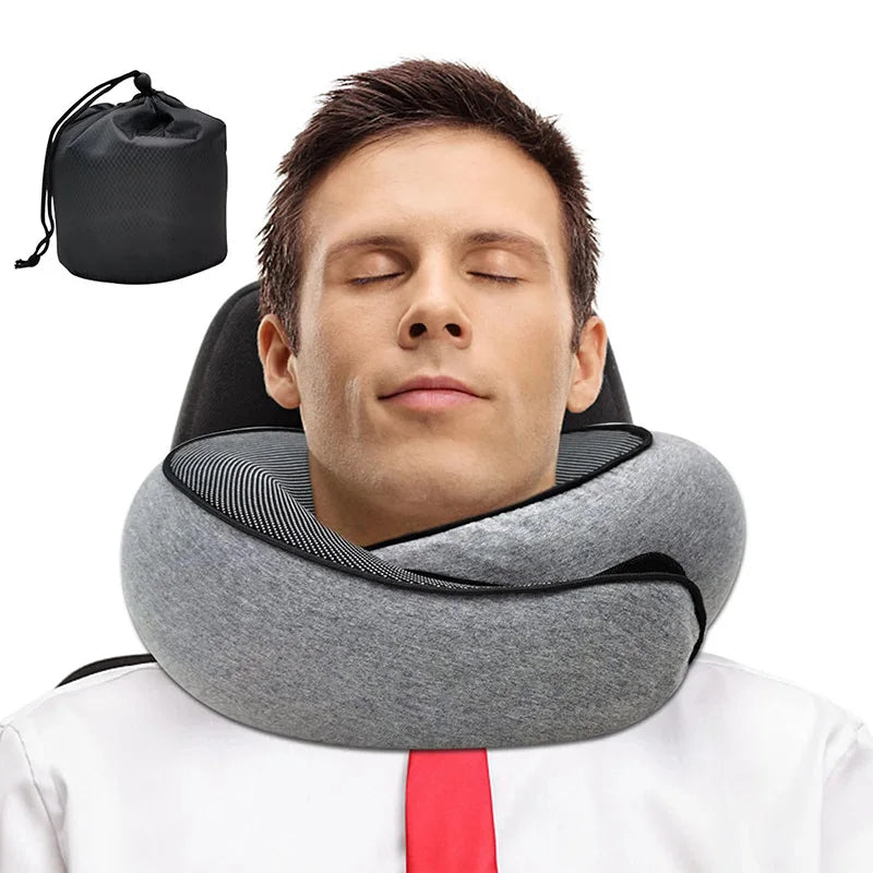Adjustable Memory Foam Travel Neck Pillow – Portable U-Shape Support