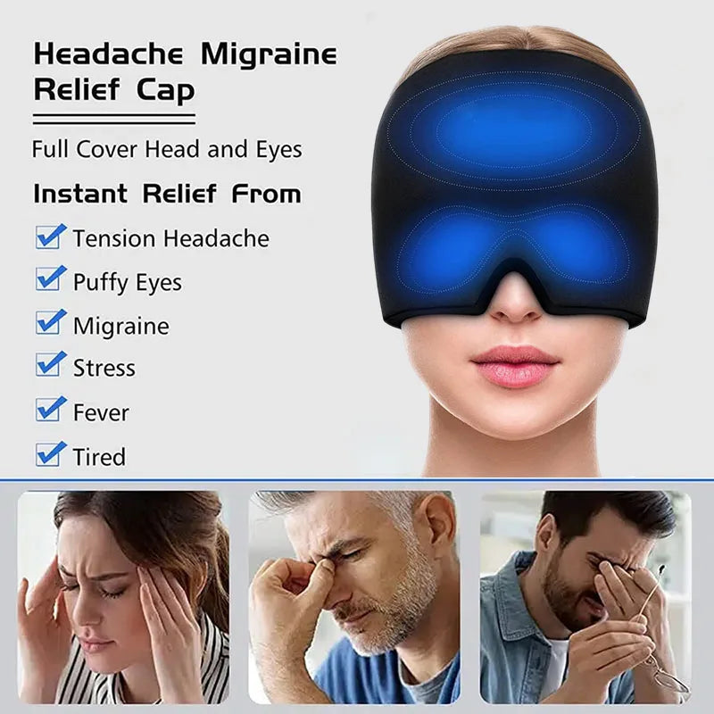 Reusable Gel Ice Migraine Relief Cap – Cold Compression Head Wrap