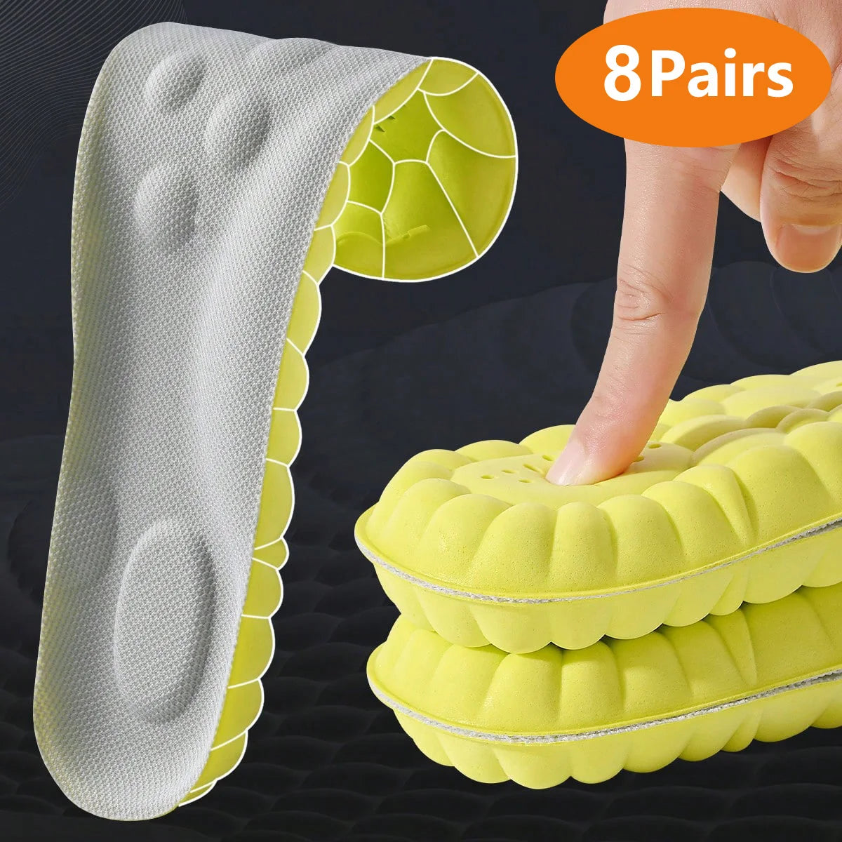 Breathable Latex Sport Insoles – Shock Absorption & Arch Support (1–4 Pairs)