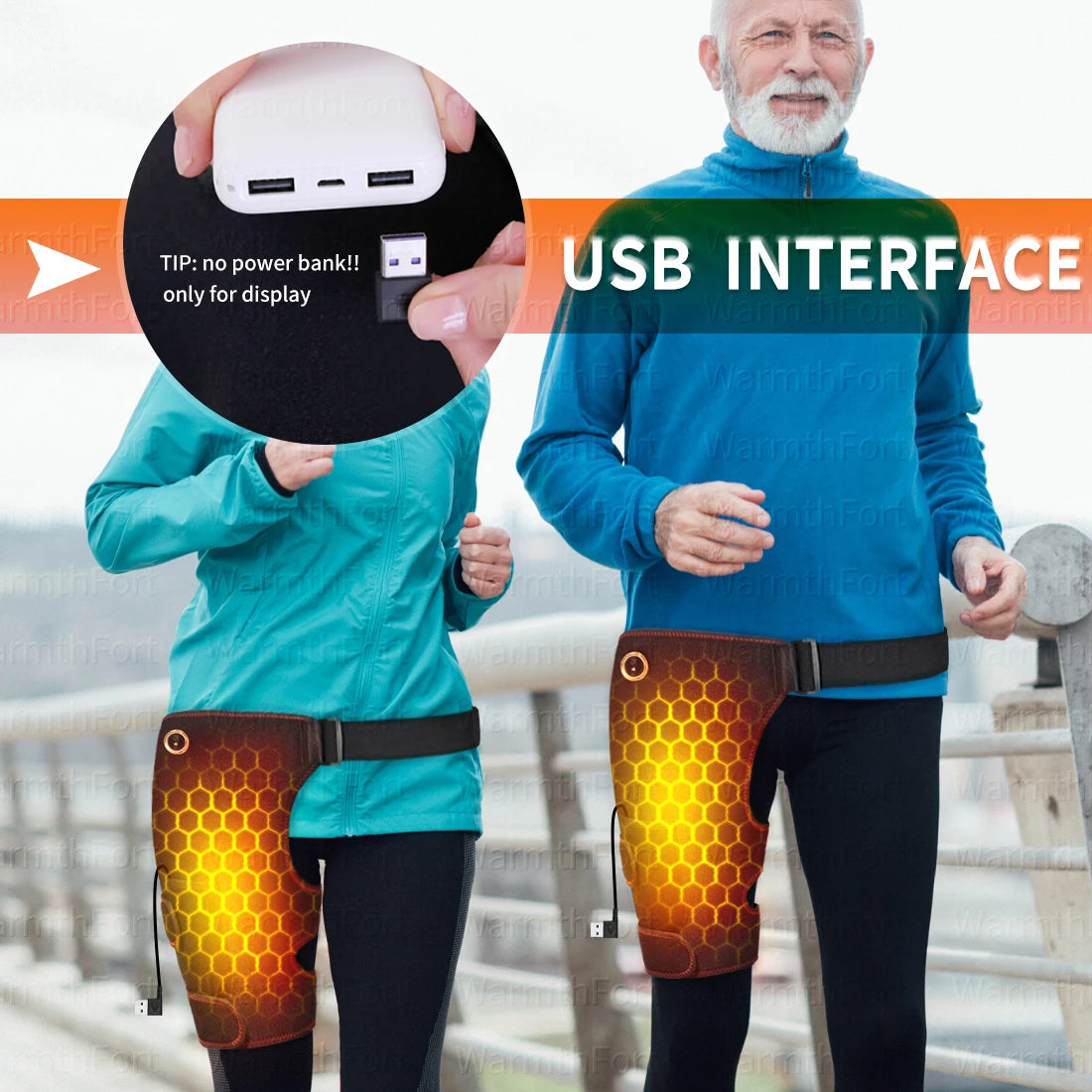 Heated Hip Support Wrap with Massage – USB-Powered Brace for Lower Back & Hip Comfort