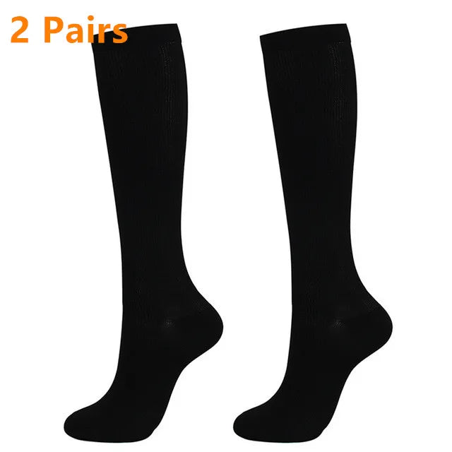 2 Pairs Compression Knee-High Socks – Circulation & Comfort Support