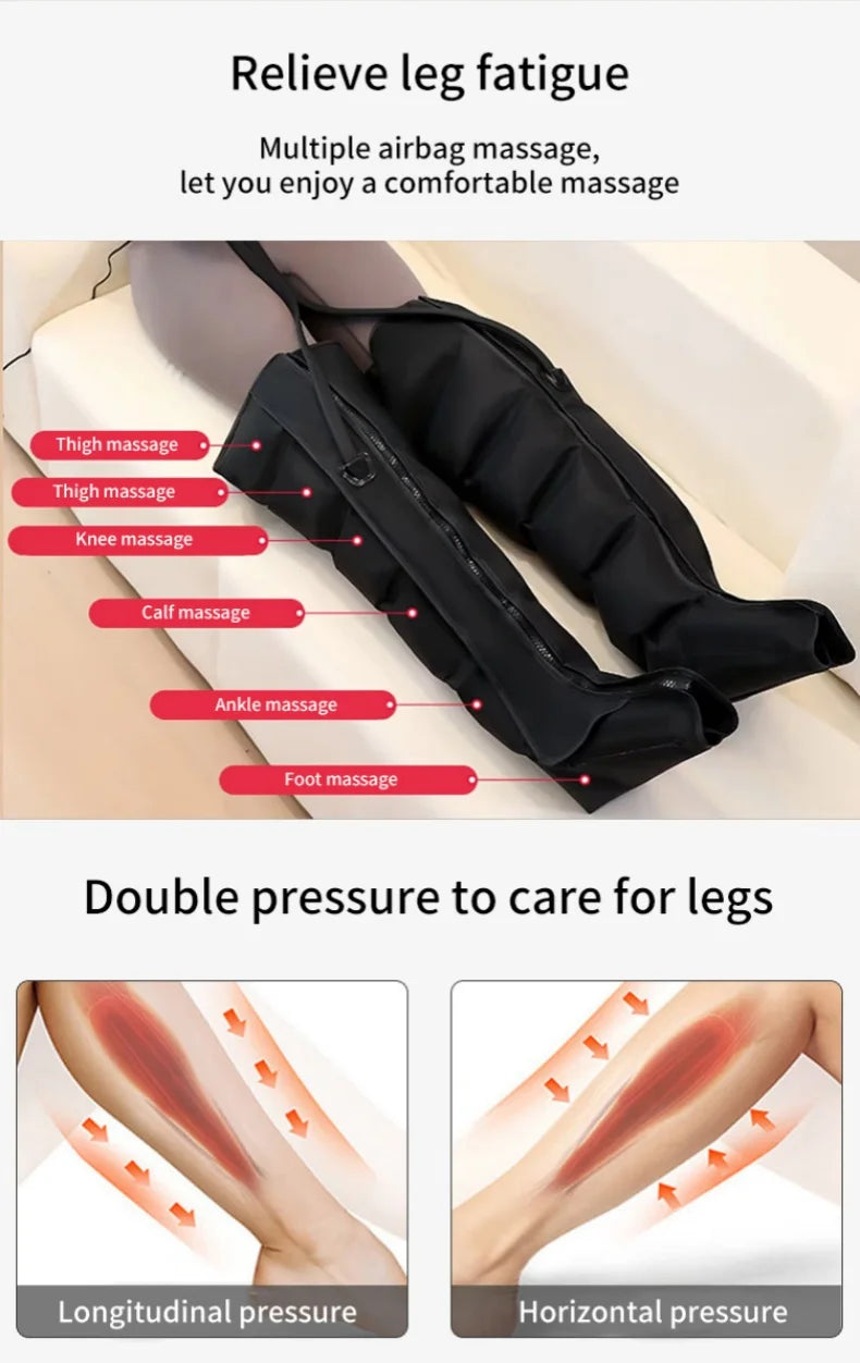 Electric Pneumatic Leg Massager – Extended Thigh, Calf & Foot Compression with Remote