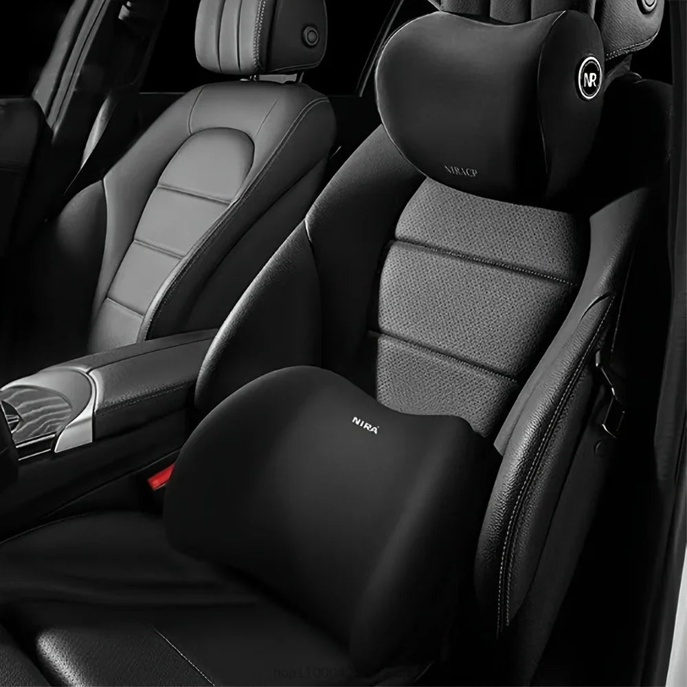 Ergonomic Memory Foam Car Seat Cushion – Lumbar & Headrest Support Set