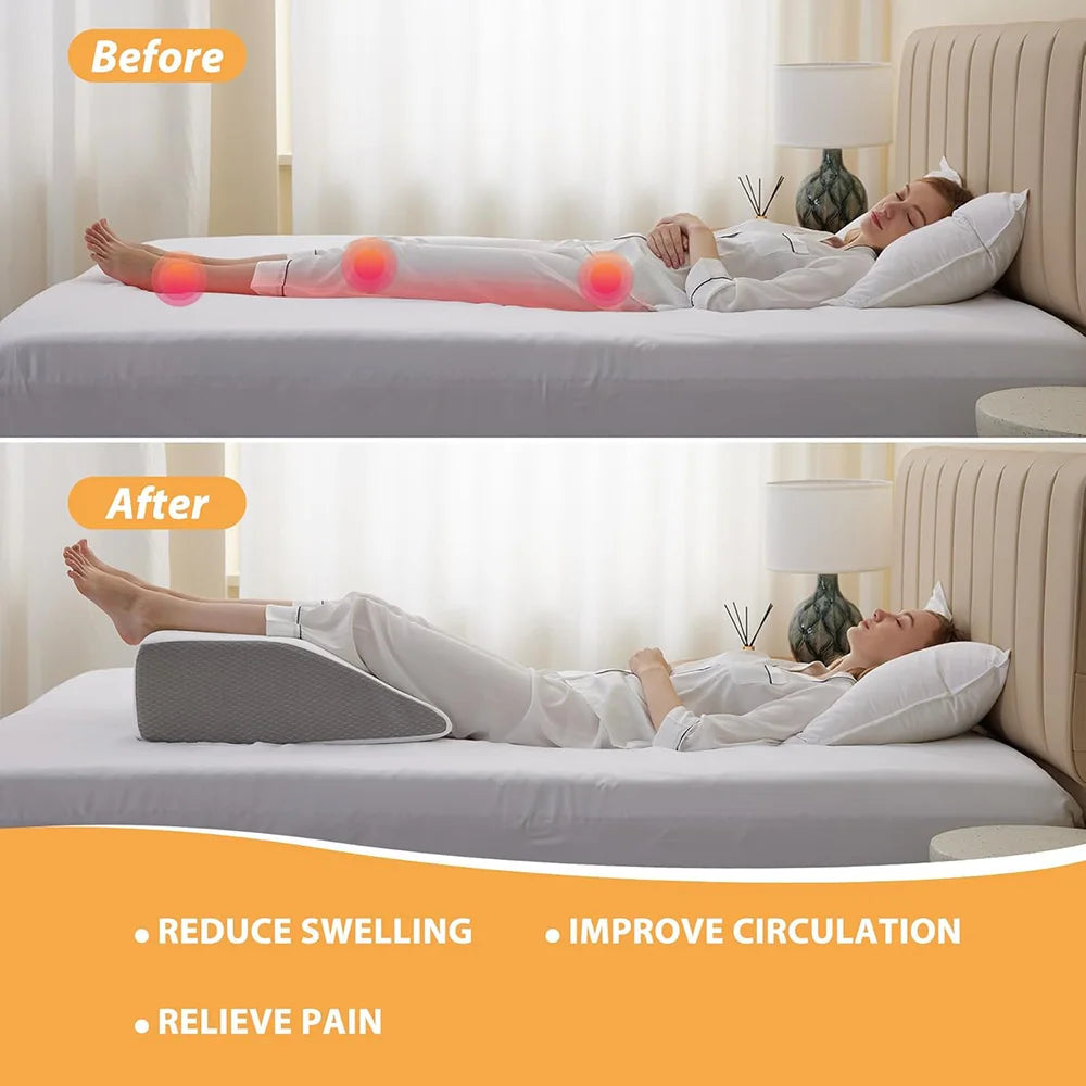 Memory Foam Leg Elevation Pillow – Wedge Support Cushion for Comfortable Sleep