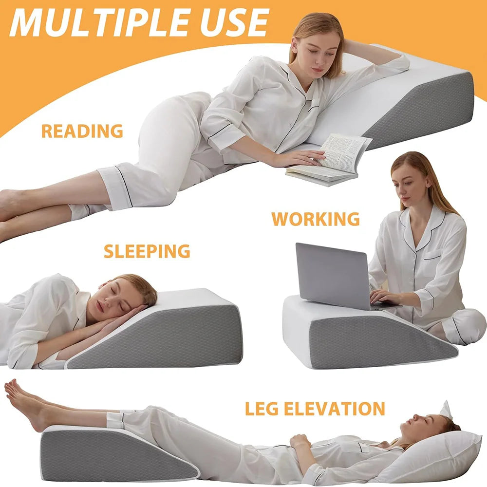 Memory Foam Leg Elevation Pillow – Wedge Support Cushion for Comfortable Sleep