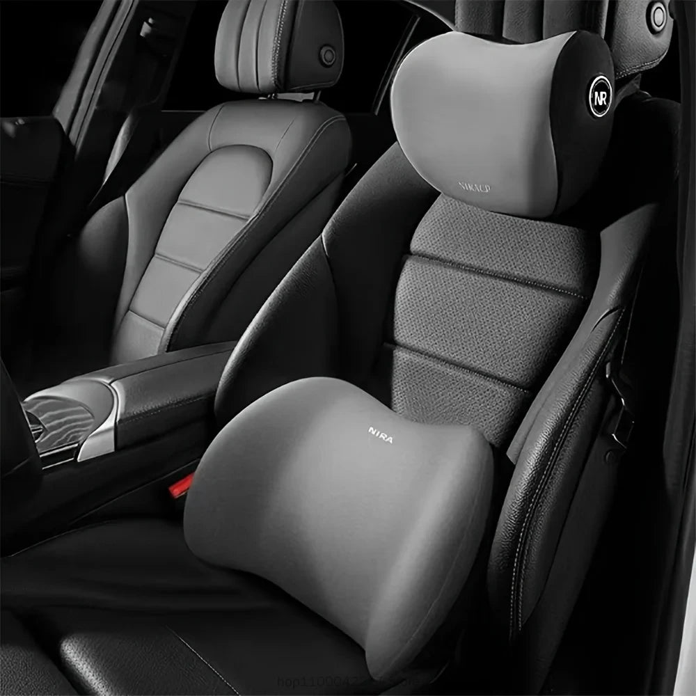 Ergonomic Memory Foam Car Seat Cushion – Lumbar & Headrest Support Set