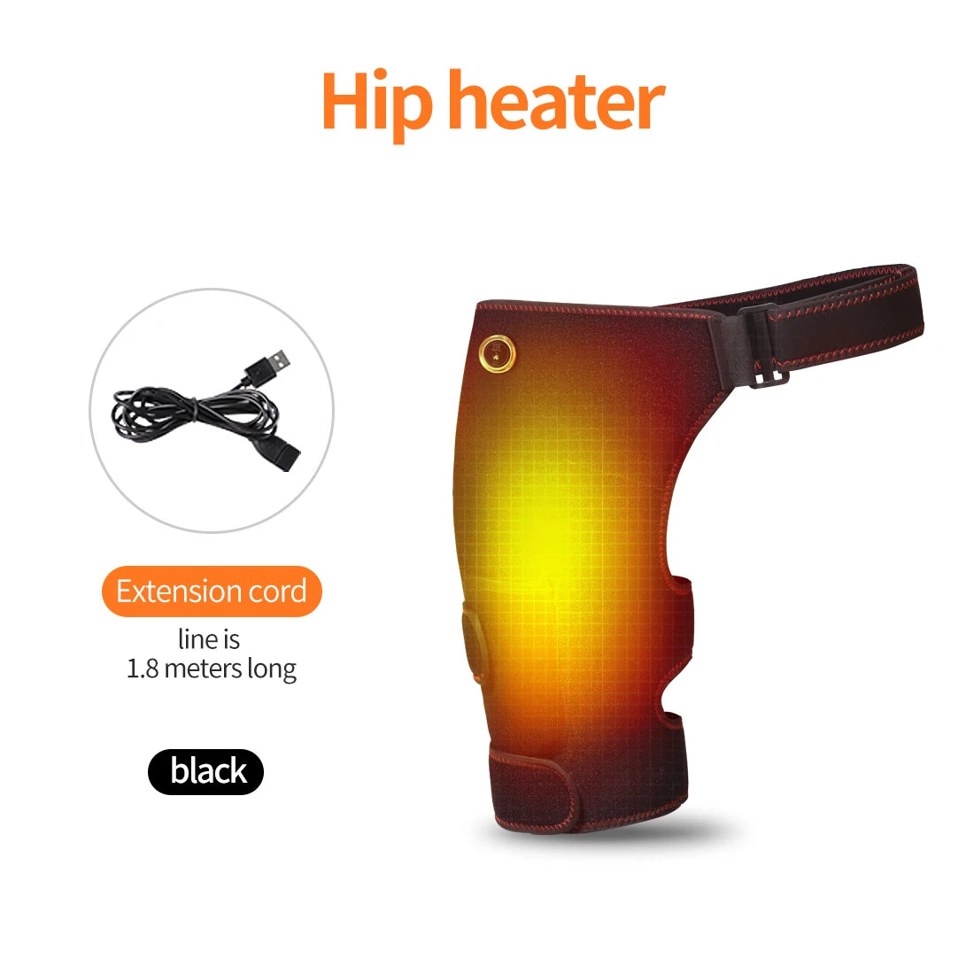 Heated Hip Support Wrap with Massage – USB-Powered Brace for Lower Back & Hip Comfort