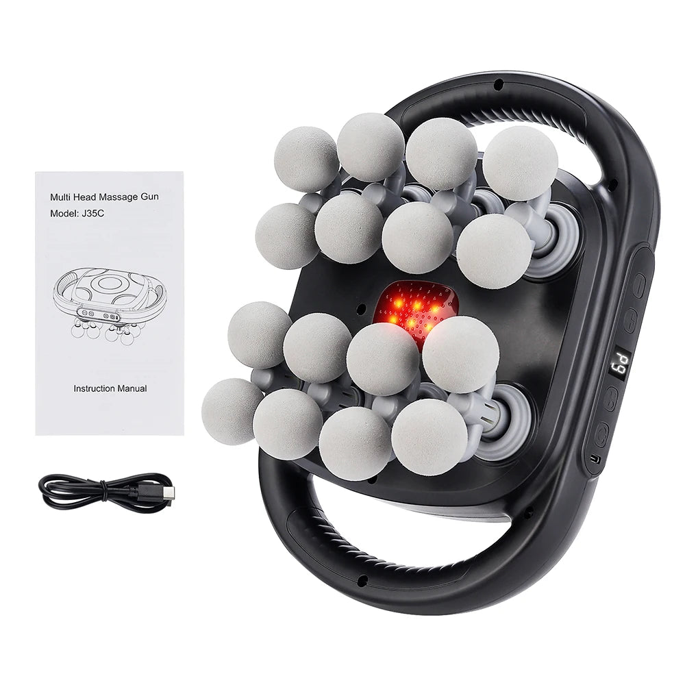 16-Head Percussion Massage Gun – High-Frequency Muscle Relief Device