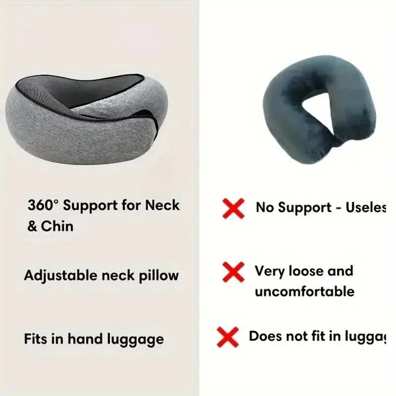 Adjustable Memory Foam Travel Neck Pillow – Portable U-Shape Support