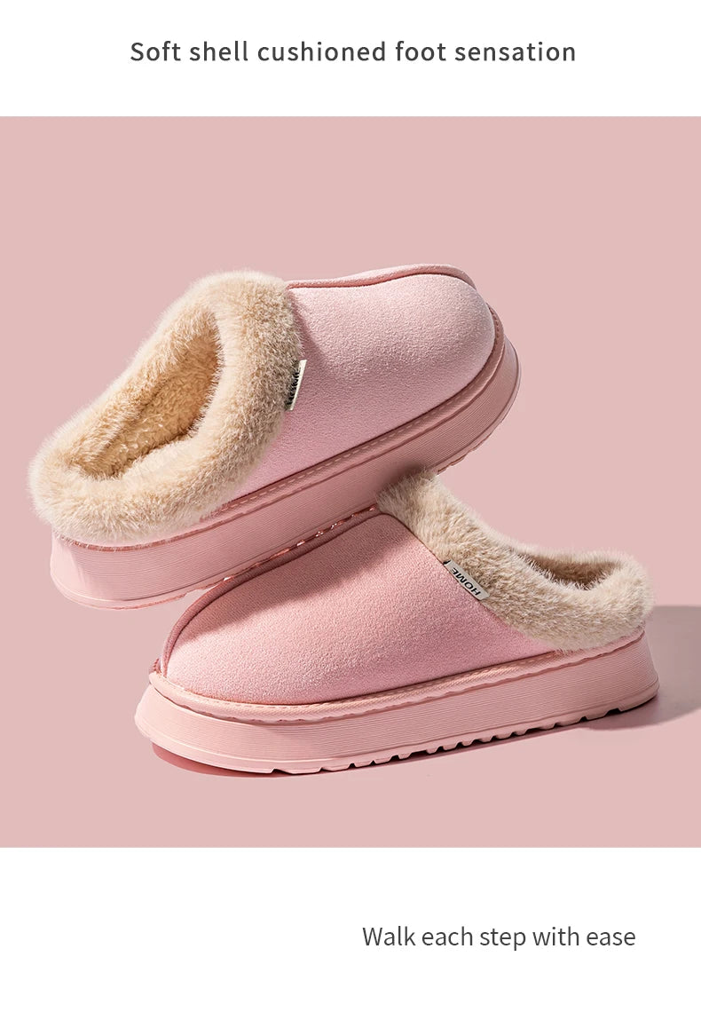 Women’s Warm Fluffy Slippers – Anti-Slip EVA Thick Sole Indoor Shoes