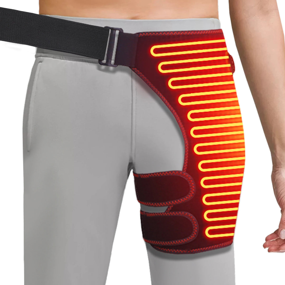 Heated Hip Support Wrap with Massage – USB-Powered Brace for Lower Back & Hip Comfort