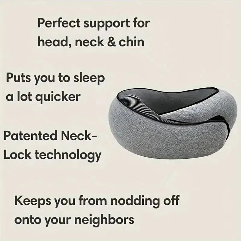 Adjustable Memory Foam Travel Neck Pillow – Portable U-Shape Support