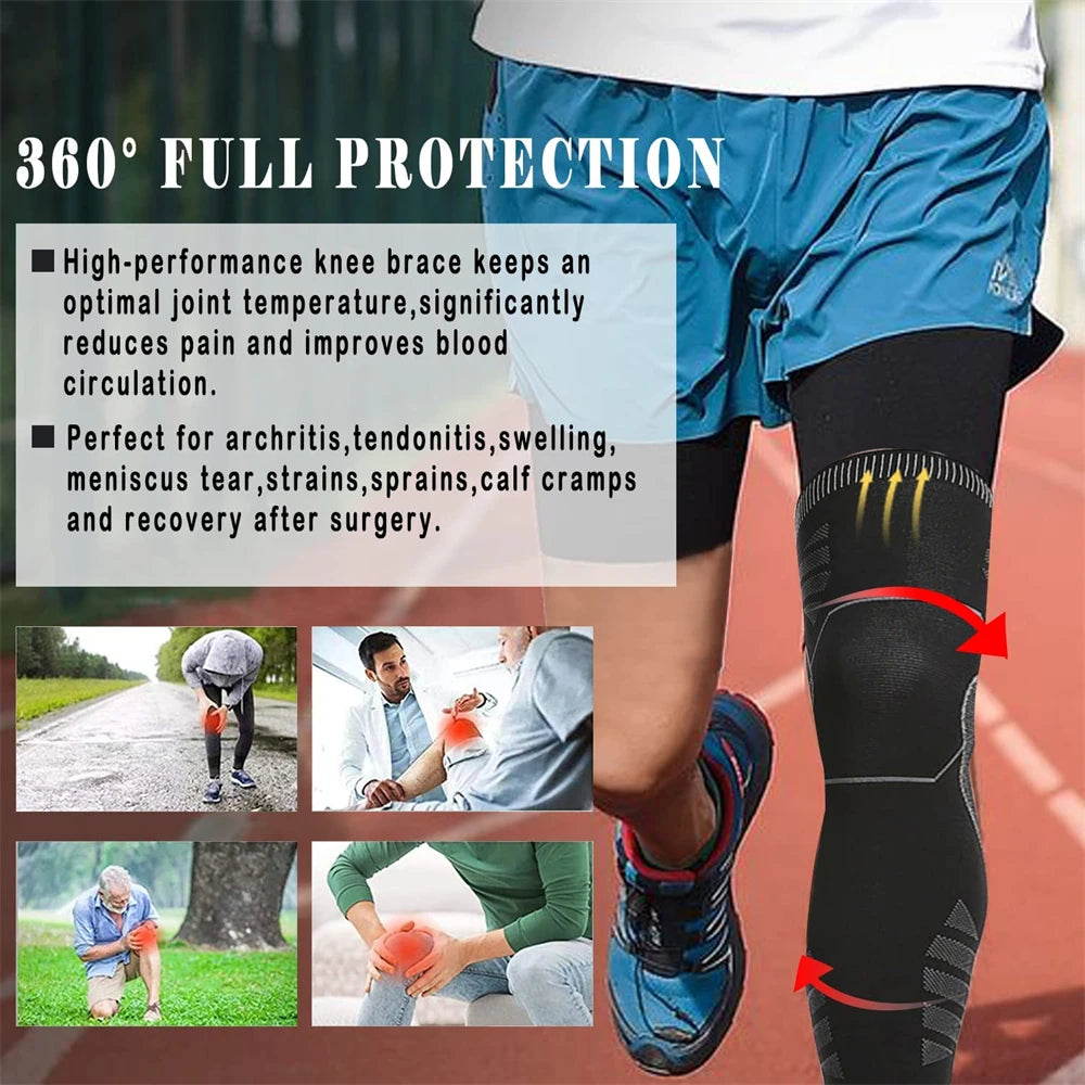 Full Leg Compression Sleeve – Long Knee Support for Sports & Pain Relief