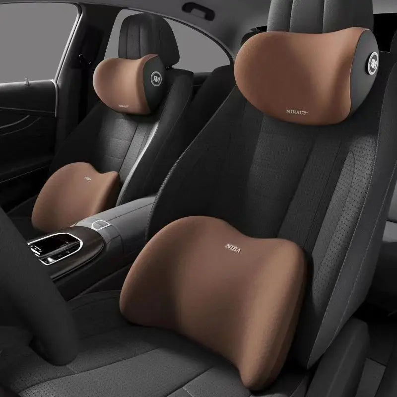 Ergonomic Memory Foam Car Seat Cushion – Lumbar & Headrest Support Set