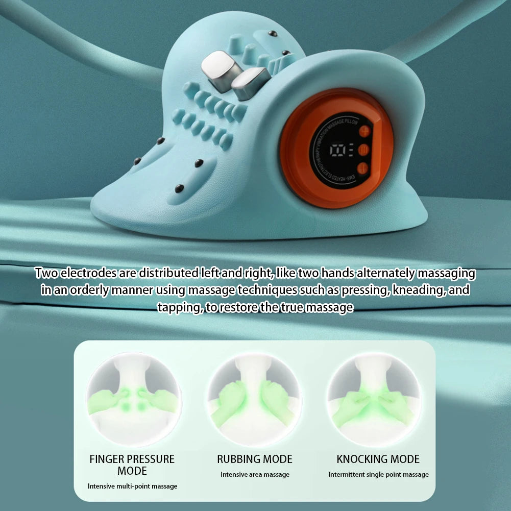 Portable Cervical Neck Massager – Traction & Acupressure Support Pillow