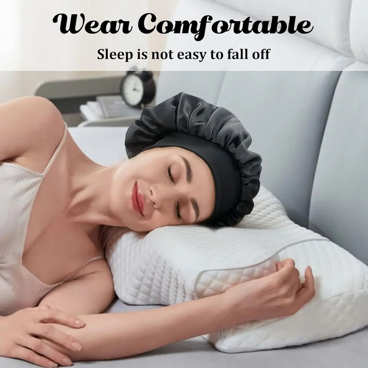 Women’s Satin Hair Bonnet – Soft Elastic Sleep Cap for Hair Care