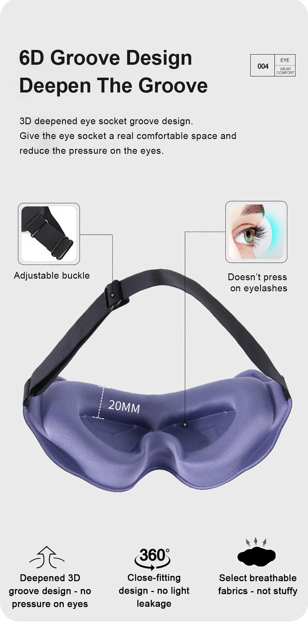 3D Contoured Eye Sleep Mask – Soft Padded Light Blocking Blindfold