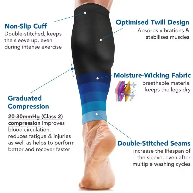 Running Compression Calf Sleeves – 20–30mmHg Leg Support for Men & Women