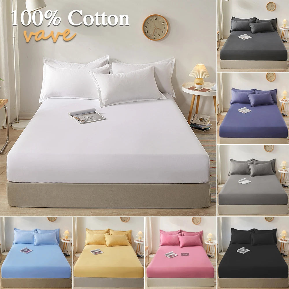 100% Cotton Fitted Sheet – Adjustable Non-Slip Mattress Cover (Single to King)