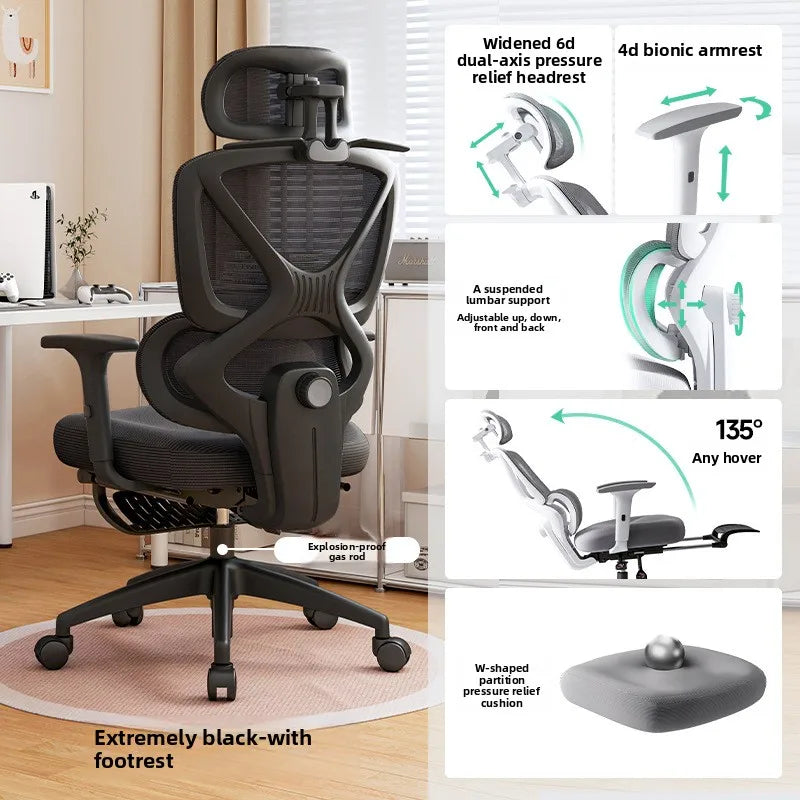 Ergonomic Gaming & Office Chair – Reclining with Lumbar Support & 4D Armrests