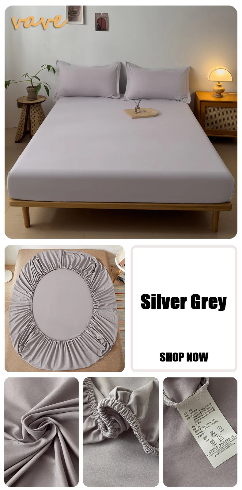 100% Cotton Fitted Sheet – Adjustable Non-Slip Mattress Cover (Single to King)