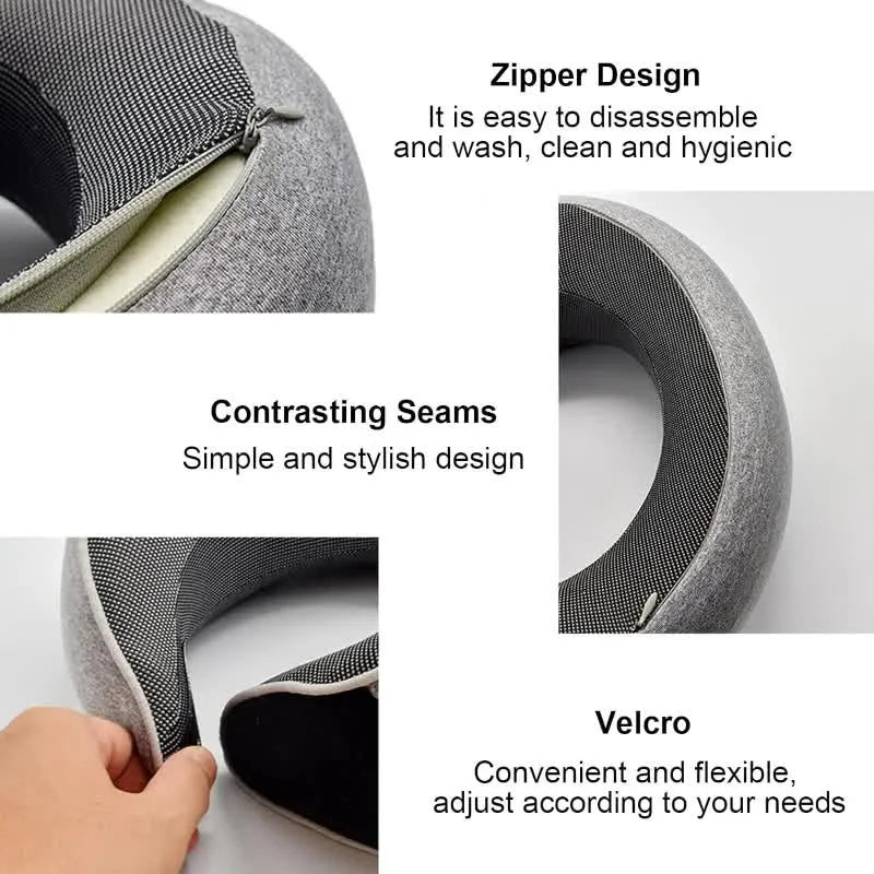 Adjustable Memory Foam Travel Neck Pillow – Portable U-Shape Support